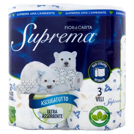 Fior di Carta Lifestyle Suprema Asciugatutto Ultra Assorbente 3 Veli Maxi Rotoli 2 pz